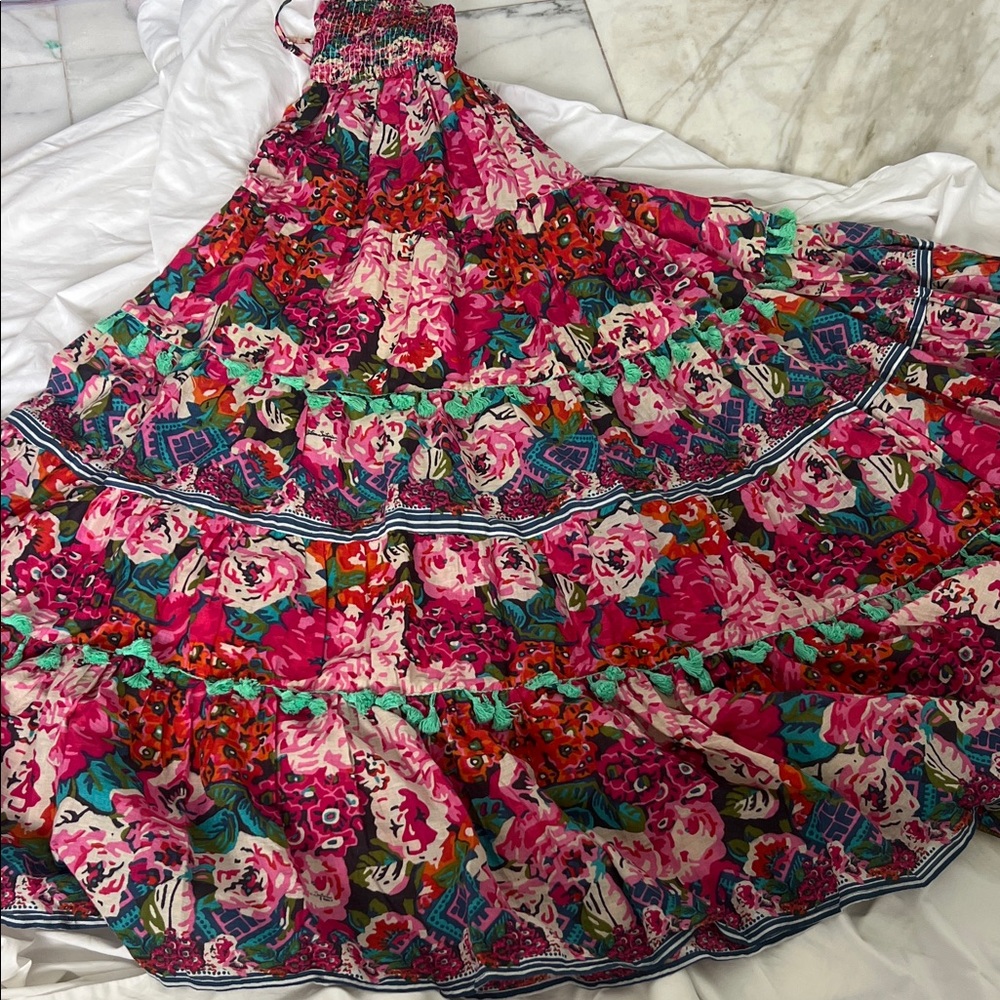 Floral Antica Sartoria Maxi Dress - Pink and Green AOS - Picture 8 of 9